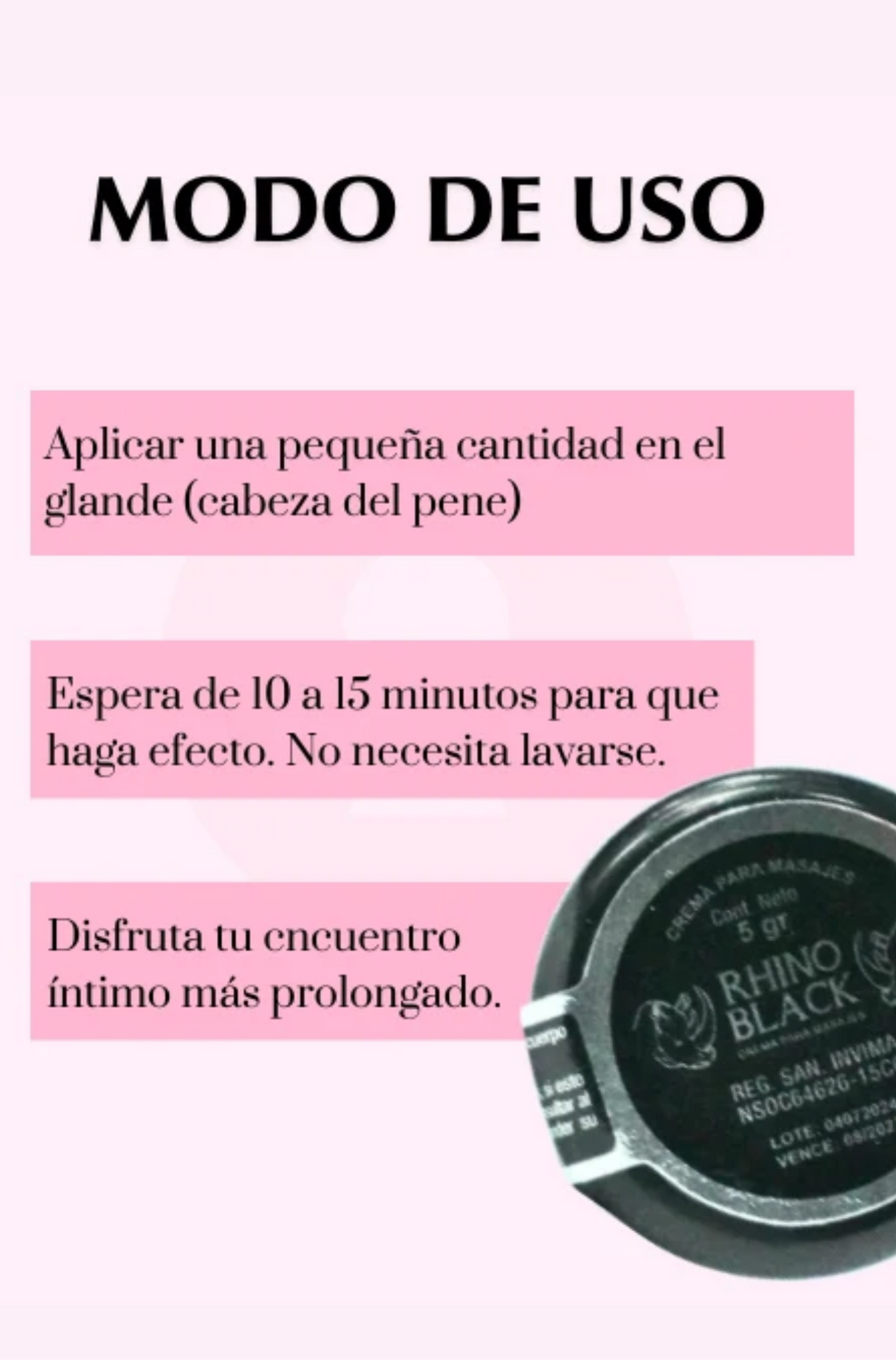Retardante En Crema Rhino Black Plateado 5gr