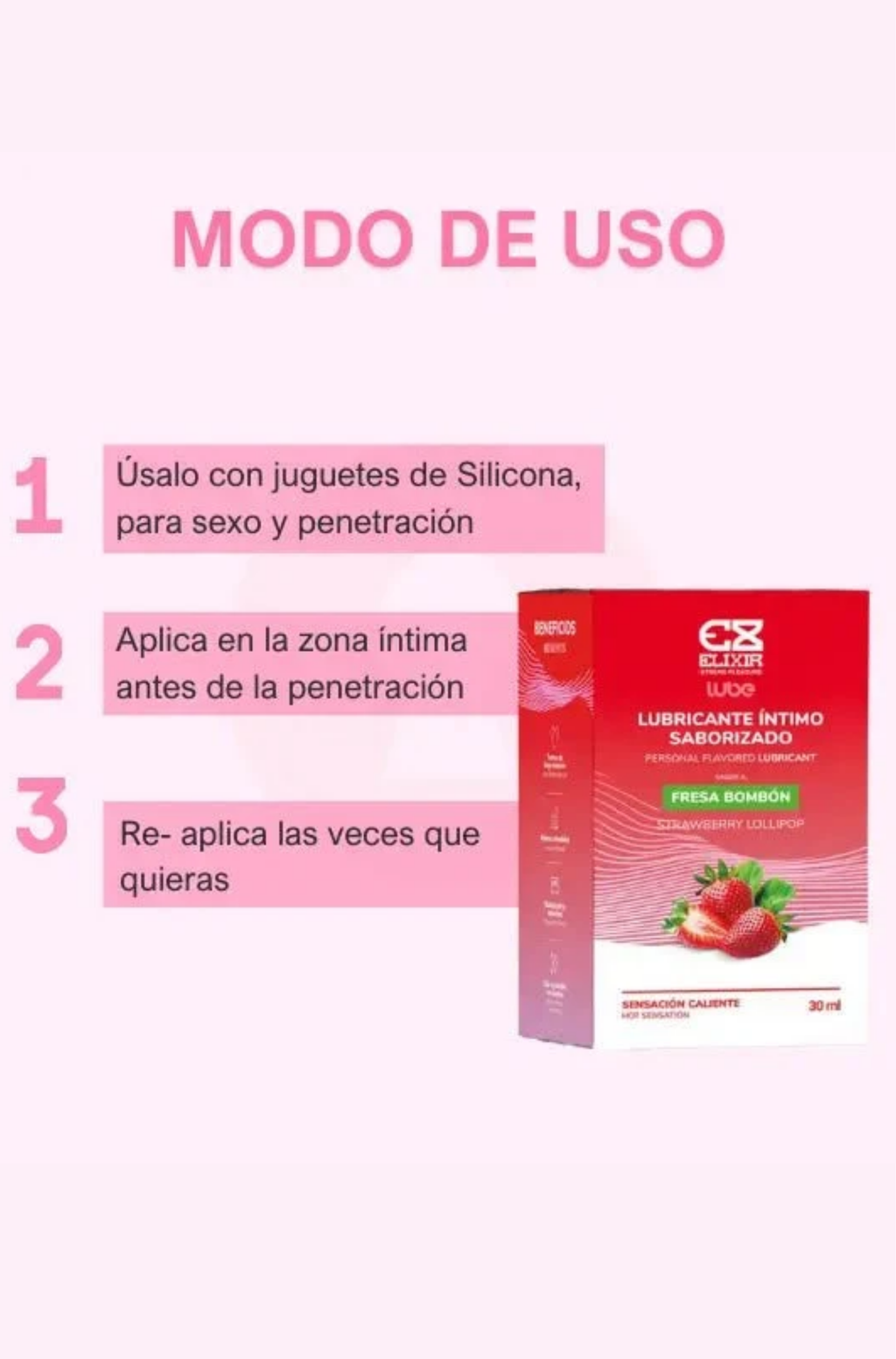 Lubricante Caliente con Sabor para Sexo Oral 30 ml